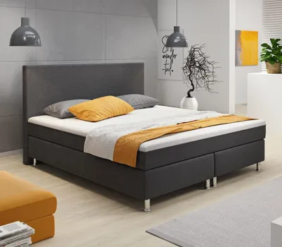 Produktbild von Boxspringbett 180x200 Anthrazit Bett Komfortbett Hotelbett Stoff Bett