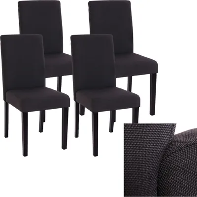 Image de lot de 4 chaises de salle à manger Chaise de cuisine Littau ~ textile, noir, pieds foncés