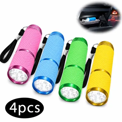 Produktbild von 4er Set Mini LED Taschenlampe, wasserdicht, Aluminium, mit Schlüsselband, für Kinder, Notfall, Outdoor oder Camping