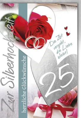 Produktbild von Silberhochzeit - Glückwunschkarte im Format 11,5 x 17 cm mit