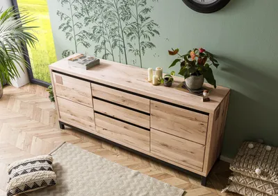 Produktbild von MASSIVMOEBEL24 Sideboard Wildeiche 190x45x85 bianco geölt VILLANDERS #251