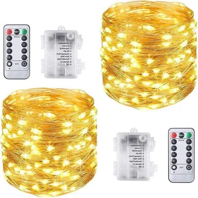 Productafbeelding van LED-lichtslang, 2x10 meter, 100 LED's, warm wit, IP65, waterdicht, geschikt voor buiten - bruiloft, kerst, binnen
