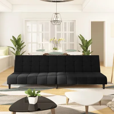 Produktbild von "2026 Promotion" Schlafsofa 2-Sitzer - Bettsofa - Schwarz Samt - Klassische Sofas CC22787
