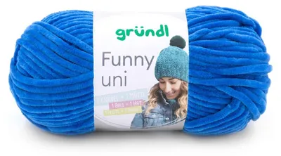 Produktbild von Gründl Chenillegarn Funny uni,100g/120m,Babywolle,100% Polyester,Häkel-und Strickgarn 14 royal