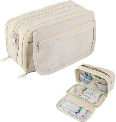 Obrázok produktu pre Unyqoos® – Odolné školské puzdro s viacerými priehradkami, veľké puzdro na písacie potreby s rozmermi 22 x 8 x 12 cm, vyrobené z kvalitných vláknitých a priadacích materiálov