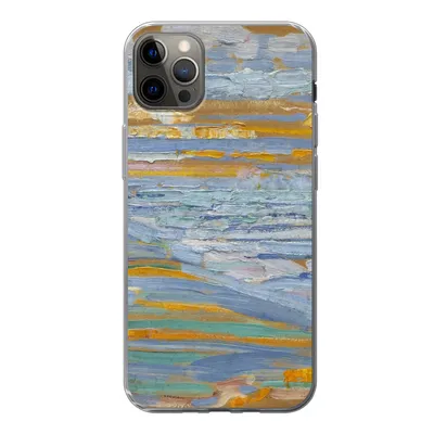 Produktbild von MuchoWow® Handyhülle Schutzhülle Hülle für iPhone 12 Pro Max Blick auf den Strand und die Seebrücke von den Dünen aus - Piet Mondrian Silikon Softcase Handy Hülle - Hartschale
