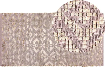 Obrázek produktu pro BELIANI Koberec béžový a růžový bavlna juta 80 x 150 cm geometrický vzor rustikální boho design