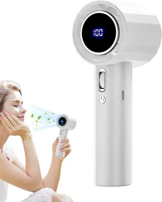 Zdjęcie produktu dla Elektryczny wentylator ręczny, ładowany przez USB, przenośny, z wyświetlaczem cyfrowym, do biwakowania, podróży i pikników