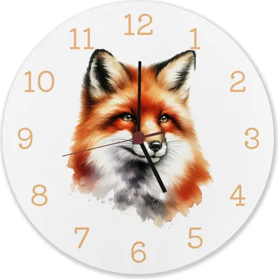 Produktbild von Fuchs Porträt Aquarell Wanduhr aus Alu