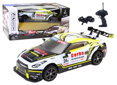Produktbild von Leantoys RC Sportwagen 1:16 Drift Wechselfelgen weiß und gelb