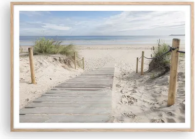 Produktbild von Gerahmtes Poster - Rahmen in heller Eiche - Strand Düne Eintritt - 100x70 cm - Wand Bild - Wanddeko - Wandbilder - Wandposter - Bilderrahmen - Bilder - Kunstdruck - Wandbild - P2NAA100x70-4188