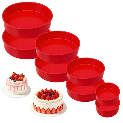 8 runde Silikon-Backformen 10/15/20/25 cm antihaft