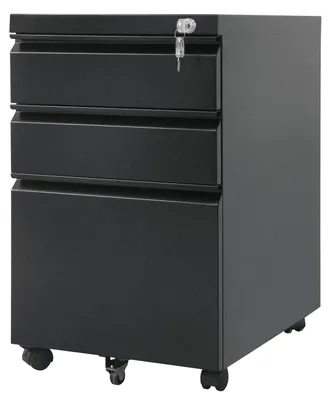 Immagine prodotto di Contenitore portatile per ufficio - Nero - 3 cassetti - Metallo - Carrello portaoggetti mobile