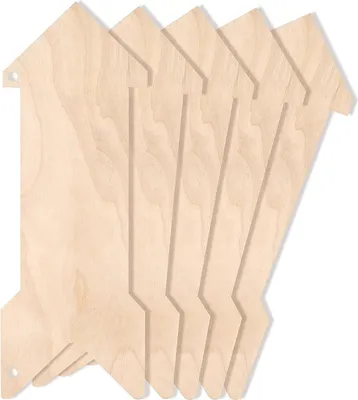 Zdjęcie produktu dla Creative Deco 5 x Strzałka Kształty ze Sklejki | 30 x 11 cm | Wycinanki z Drewna Niepomalowane do Powieszenia | Idealne do Malowania, Dekoracji