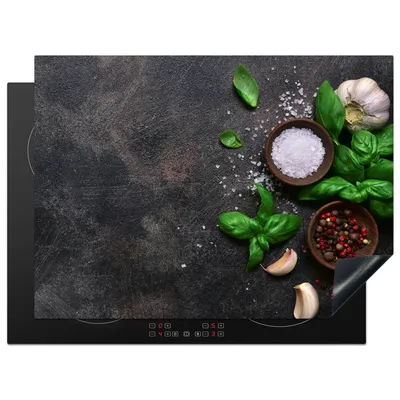 Obrázok produktu pre KitchenYeah® Kryt varnej dosky bylinky - zátišie - betón, 70x52cm, kuchynská dekorácia, keramický kryt varnej dosky, krycia doska na varnú dosku