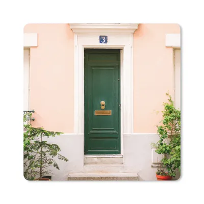 Produktbild von MuchoWow® Mauspad Mousepad Paris - Grün - Tür - Pastell - Architektur 20x20 cm - Mousepads - Maus Mat - Pad - Mausunterlage - Desk Mat - Bureauartikeln