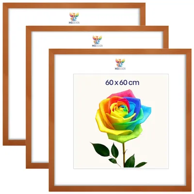 Produktbild von MG Design 3er Set Bilderrahmen Lackiert 60x60 cm - Posterrahmen Echtholz mit Acrylglas, stabile Wandaufhängung, hoch/quer