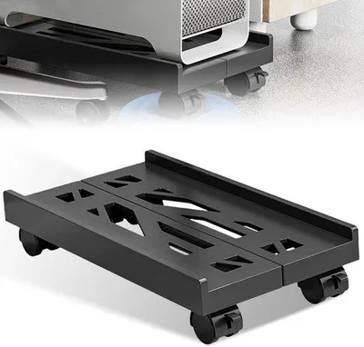 Immagine prodotto di Supporto per PC Unyqoos® con rotelle – supporto regolabile per computer tower da 20 a 40 cm, nero, robusto e antistatico, ideale da posizionare sotto la scrivania