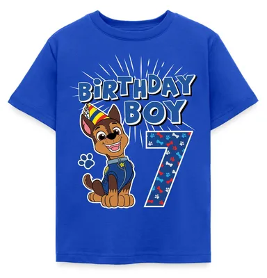 Produktbild von Spreadshirt Paw Patrol Geschenk 7 Jahre Alt 7. Geburtstag Chase Kinder T-Shirt, 122/128 (7-8 Jahre), Royalblau