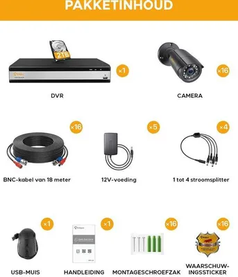 Immagine prodotto di Set di telecamere di sicurezza domestiche con visione notturna e 2 TB di memoria