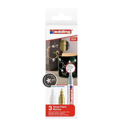 Obrázek produktu pro Edding 750, Zlato, Stříbrná, Bílá, Jemný hrot, Vícebarevný, Plast, Výrazný, 2 mm
