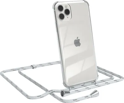 Produktbild von EAZY CASE Handykette kompatibel mit Apple iPhone 11 Pro Max, Handyhülle mit Umhängeband, Handykordel, Schutzhülle Clear, Band in Weiß
