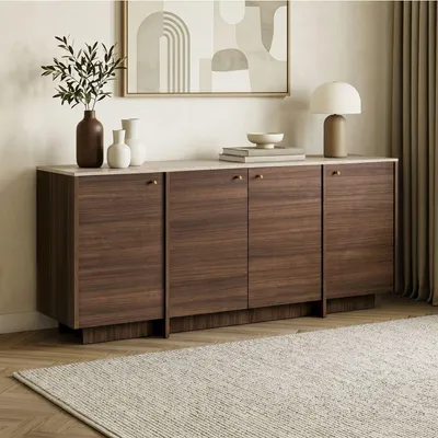 Produktbild von Skye Decor, Hochwertiger Konsolentisch, 180 cm, Travertin & Milano Walnuss, 100% Melamin