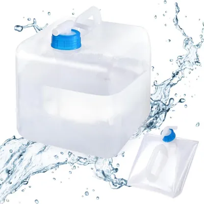 Produktbild von Faltbare Wasserkanister 10 Liter mit Hahn und Tragegriff - Nachhaltiger BPA-freier Trinkwasserkanister für Outdoor-Aktivitäten