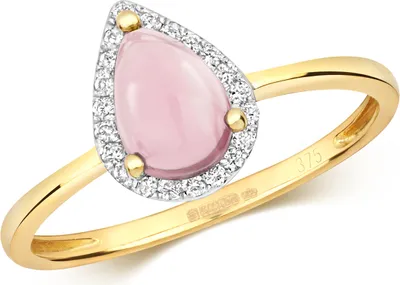 Produktbild von Chicer 9 Karat (375) Gold Cluster Damen - Diamant Ring Brillant-Schliff 0.09 Karat HI - I1 mit Rosenquarz, 57 (18.1); TRS2225RSP