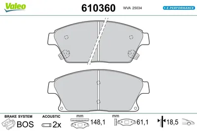 Produktbild von VALEO Bremsbeläge Satz Vorne für OPEL Ampera (R12) 610360