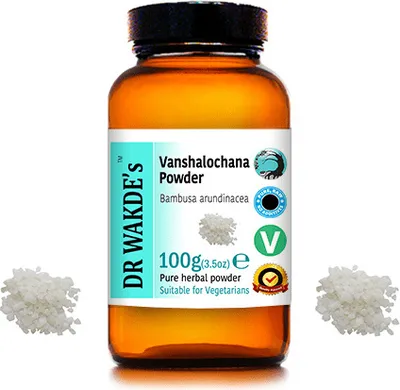 Produktbild von DR WAKDE'S Vanshalochana Pulver (Bambusa arundinacea) - 100 g (3,5 Unzen) | Rein, Raw & Getrocknetes Pulver | Ayurveda-Kräuter | Vegan | Nichts hinzug