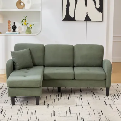 Produktbild von L-förmiges Ecksofa mit Chaiselongue 166x118x77cm, Cordbezug, modulares Design, 3-Sitzer Sofa für kleine Räume, Wohnzimmer und Büro