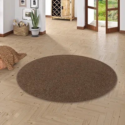 Produktbild von Teppich Hochflor Shaggy Cottage Braun Rund, Größe:400 cm Rund