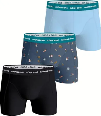 Produktbild von Björn Borg - Herren - Boxershorts Aus Baumwoll-Stretch, 3er-Pack - Blau/Bunt/Schwarz - Gr. M