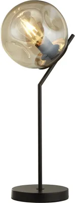 Obrázek produktu pro Stolní lampa kovová z kouřového skla E27 57 cm černé šampaňské kulové stínidlo retro