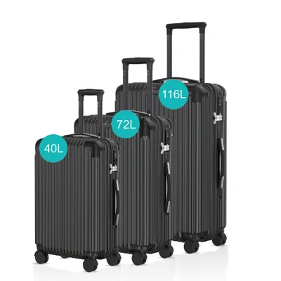 Immagine prodotto di Voyagoux® - Set di valigie da viaggio - 3 pezzi - Valigia da viaggio con ruote - Nero - Chiusura TSA