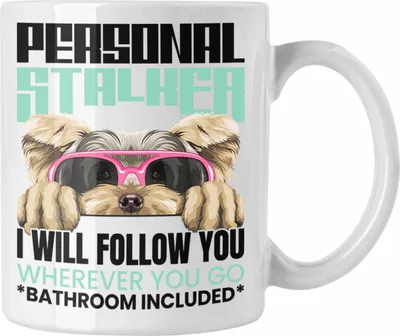 Produktbild von Trendation - Yorkie Besitzerin Tasse Geschenk Lustiger Spruch Geschenkidee Personal Stalker (Weiß)