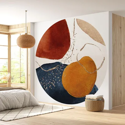 Image de Papier peint rond / cercle - Lumaléa - Abstrait - Papier Premium 185gr Lavable - Diamètre 90 cm