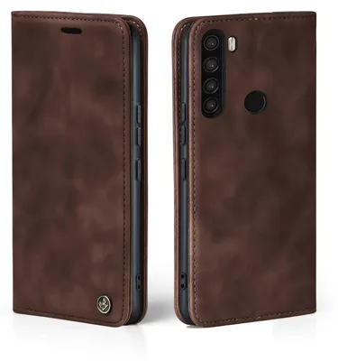 Produktbild von Handy Hülle für Xiaomi Redmi Note 8 Klapphülle Bookcase Flip Cover Handy Tasche Etui Farbe: Dunkelbraun