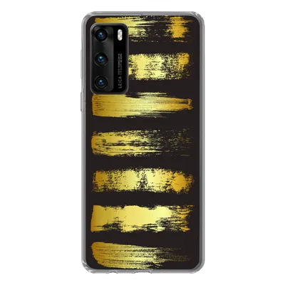 Produktbild von MuchoWow® Handyhülle Schutzhülle Hülle für Huawei P40 Goldene Streifen auf schwarzem Hintergrund Silikon Softcase Handy Hülle - Handytasche