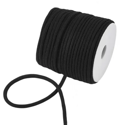 Kordelzug 6 mm, 50 m, schwarz, geflochten, mit Spule
