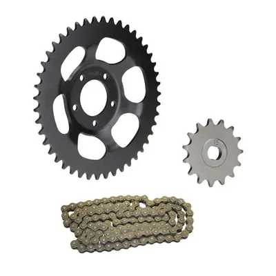 Image de Kit chaîne 3 pièces noir 15/45 dents pour Hercules Prima GT GX
