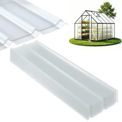 Produktbild von Peviasot 10er Set FRP Lichtplatten 50x160 cm, 1 mm Trapez-Wellplatten klar, UV-Schutz, hagelfest & wetterfest, inkl. Schrauben für Terrassendach Carport