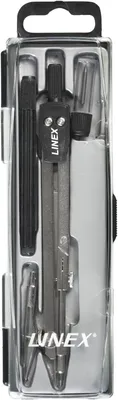 Produktbild von Linex 24 Zirkel-Set 3-teilig, inkl. Einsatz mit Kniegelenk, Stifthalter, Ersatzminen