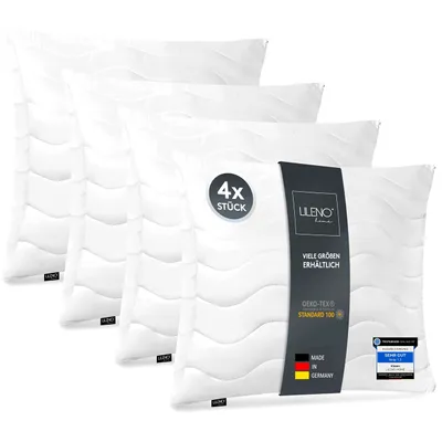 Produktbild von LILENO HOME Kopfkissen 65x65 cm [4er Set] als Kissen-Füllung - Bett oder Deko Kissen mit Reißverschluss zum Anpassen - Waschbar bis 95° - Sofa-Kissen & Zierkissen für Couch / Bett
