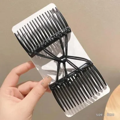 Produktbild von 2 schwarze verstellbare magische Haarkämme, dehnbare Haarspangen mit Doppelkamm, ohne Falten, Haarnadeln und Kämme für Damen zum Haarstyling