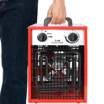 Obrázok produktu pre LZQ Fan Heater Elektrický ohrievač 5KW 400V - Stavebný ohrievač Elektrický ohrievač Sálavý ohrievač Fan Heater s termostatom a 4 úrovňami ohrevu