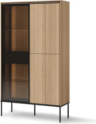 Produktbild von Furniture24 Vitrine Mit Led Visso Vi-01 Vitrinenschrank 2 Türen 1 Schublade