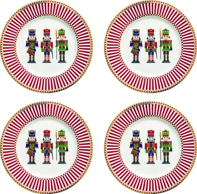 Produktbild von 4er Set Kuchenteller NUTCRACKER Nussknacker D. 19cm Porzellan in GB Easy Life