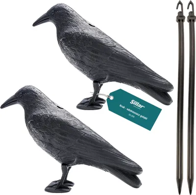 Image de Sillar 2x Effaroucheur de corbeaux 34 cm – Effaroucheur de pigeons pour balcon et jardin
